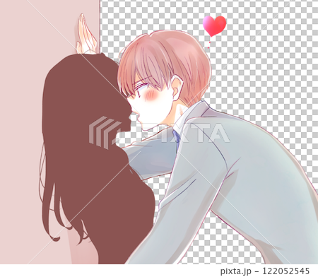 男女上班族做 Kabedon 的剪影 122052545