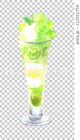 フルーツパフェの水彩イラスト – シャインマスカット 122052758