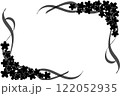 桜の花のシンプルな和柄白黒フレーム 122052935