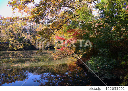 紅葉が湖畔を彩る震生湖 紅葉が湖畔を彩る震生湖 122053902