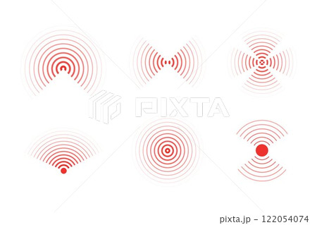 Sonar sound waves icons wireless wifi, radial line media, Radio, radar station signal. Scan, rings circle ripples Sonar sound waves icons wireless wifi, radial line media, Radio, radar station signal. Scan, rings circle ripples 122054074