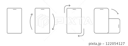 Rotate Mobile Phone icon, rotation symbol with arrows set. Turn device, screen. Ui button, web or app. Vertical or horisontal, phone screen 122054127