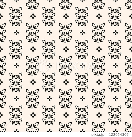Universal vector seamless pattern. Simple light geometric texture with small floral shapes. Design element for decor, prints, textile, furniture, web. 122054305