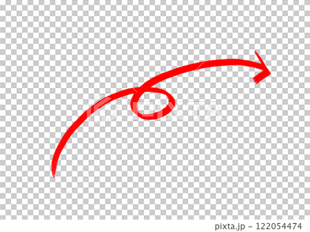 A simple hand-drawn red arrow 122054474
