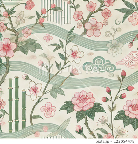 和風の地模様 春 和風の地模様 春 122054479