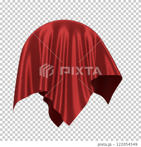 Red silk fabric draped over a round object on white background Red silk fabric draped over a round object on white background 122054549