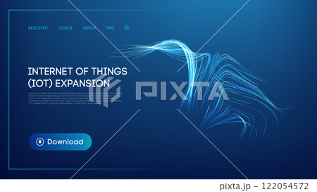 Glowing abstract blue lines illustrating the Internet of Things (IoT) expansion 122054572