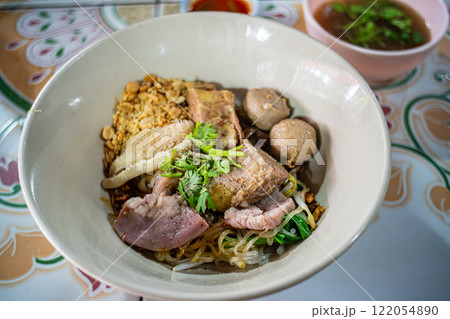 closeup stew beef noodle in thai style closeup stew beef noodle in thai style 122054890