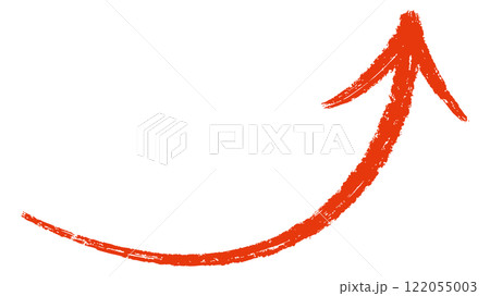 赤色のクレヨン風手書き矢印イラスト 122055003