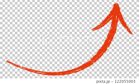 赤色のクレヨン風手書き矢印イラスト 122055003