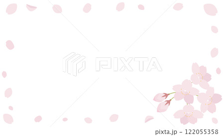 桜の花のバナー背景素材　横長　16:9 122055358
