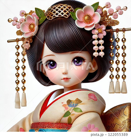 華麗な着物姿の和装人形 122055389