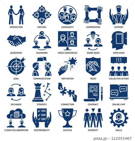 Partnership and cooperation icon set 122055467