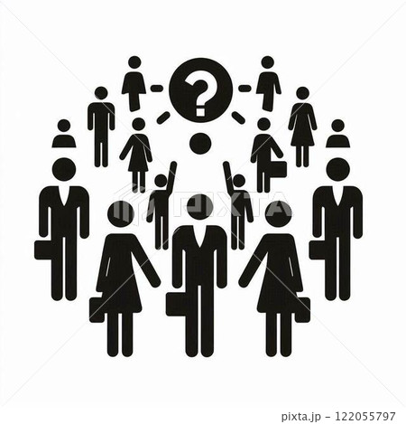 社員全員で問題を解決するイメージのピクトグラム 122055797