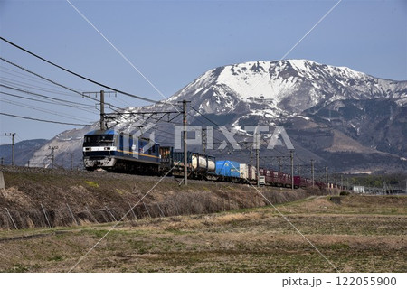 伊吹山麓 東海道本線 近江長岡を行く EF65牽引 下り長大貨物列車 伊吹山麓 東海道本線 近江長岡を行く EF65牽引 下り長大貨物列車 122055900