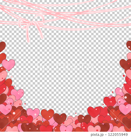 ハートとリボンのフレーム（正方形） 122055949