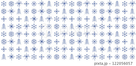 Christmas-themed pattern with snowflakes and decorative symbols. Christmas-themed pattern with snowflakes and decorative symbols. 122056057