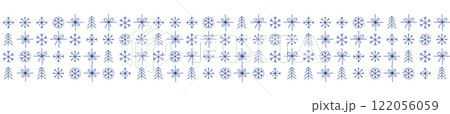 Christmas-themed pattern with snowflakes and decorative symbols. 122056059