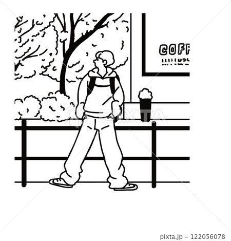 待ち合わせ　男性ベクター線画 122056078