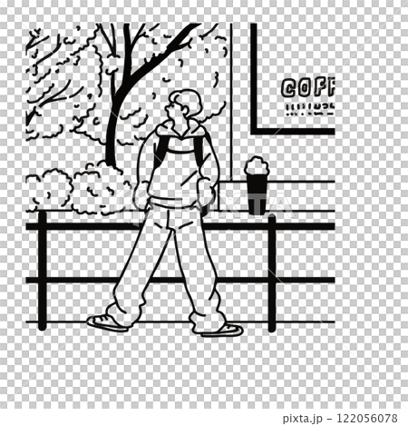 待ち合わせ　男性ベクター線画 122056078