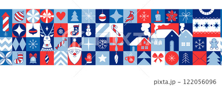 Graphic Christmas seamless pattern. Holidays 2025 postcard. Graphic Christmas seamless pattern. Holidays 2025 postcard. 122056096
