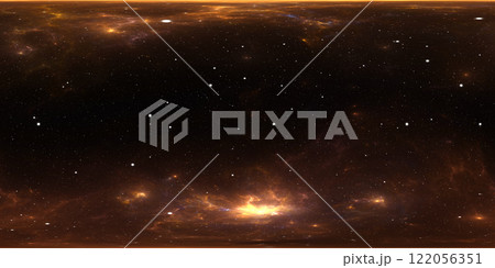360 degree stellar system and gas nebula. Panorama, environment 360 HDRI map. Equirectangular projection, spherical panorama. Virtual reality background. 122056351