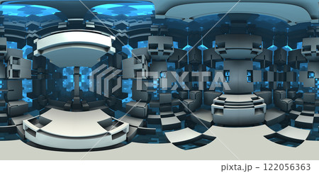 360 degree labyrinth, abstract maze background, equirectangular projection, environment map 122056363