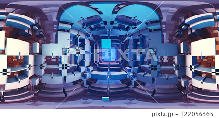 360 degree labyrinth, alien structure, equirectangular projection, environment map. HDRI spherical panorama 122056365