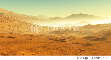 Cold desert on Mars. Martian Landscape Cold desert on Mars. Martian Landscape 122056382