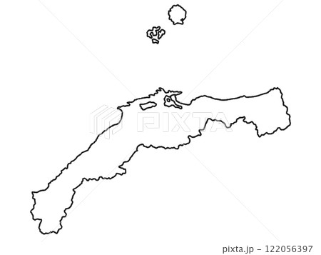少しゆるい白い山陰地図 線画 少しゆるい白い山陰地図 線画 122056397
