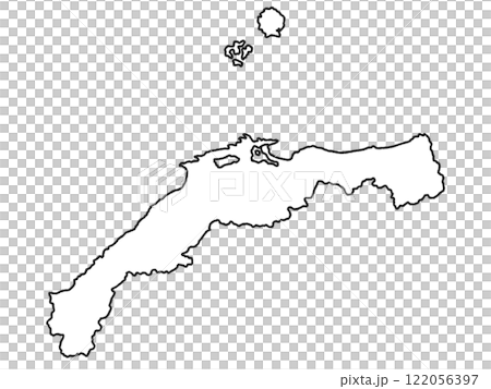 少しゆるい白い山陰地図 線画 少しゆるい白い山陰地図 線画 122056397