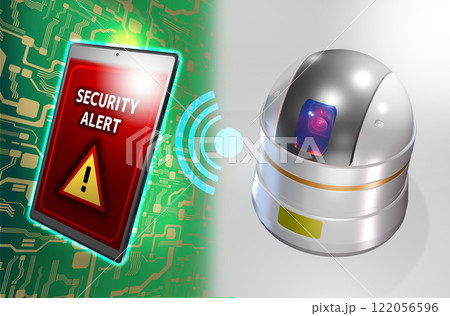 防犯イメージ （防犯カメラ／スマートフォン連携）3DCG 122056596