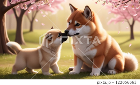 柴犬の親子 122056663