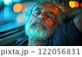 Exhausted bus passenger napping. High quality illustration 122056831