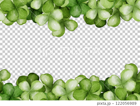 Watercolor green clover seamless border. 122056989
