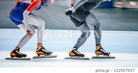 legs two man skaters at speed skating competition legs two man skaters at speed skating competition 122057057