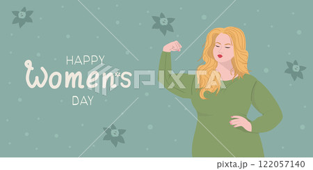 Womens day banner with plus size lady. Womens day banner with plus size lady. 122057140