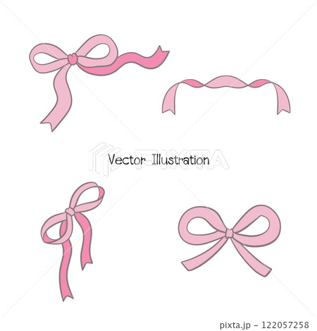 Whimsical Hand-Drawn Bows, Valentine's Day Vector Illustration 122057258