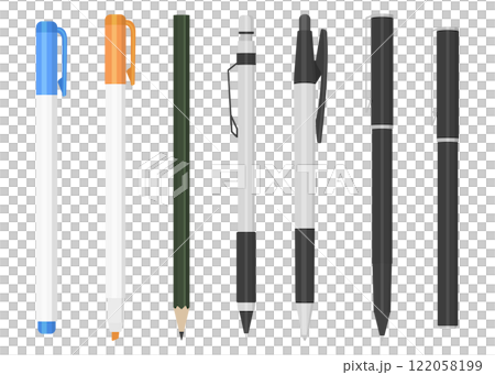 鉛筆、ボールペン、シャープペン、蛍光ペンのセット 122058199