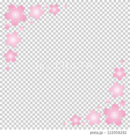 桜　フレーム　正方形　ベクター　角　コーナー	 122058282
