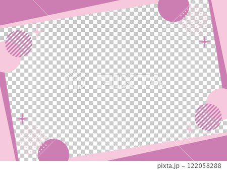 抽象的　幾何学　紫　ベクター　キラキラ　水玉　フレーム 122058288