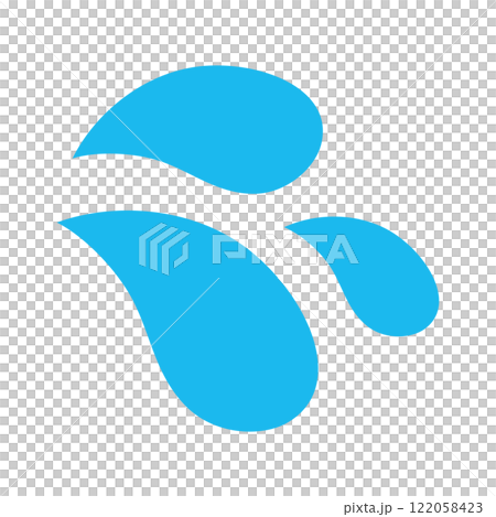 雫　汗　単体　アイコン　水色　ベクター　液体	 122058423