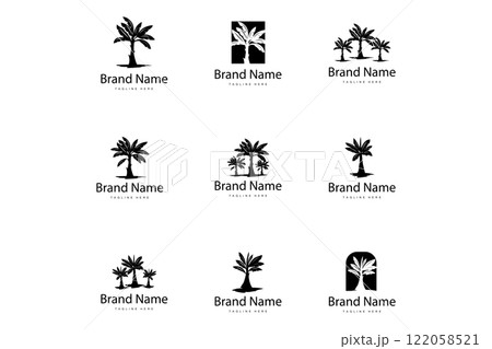 Banana Tree Logo Fruit Tree Plant Silhouette Design, Template Illustration Banana Tree Logo Fruit Tree Plant Silhouette Design, Template Illustration 122058521