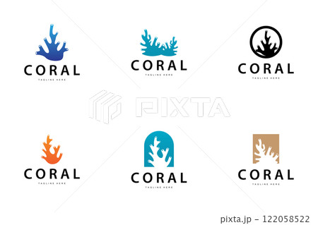coral logo underwater seaweed plant simple template design marine decoration 122058522