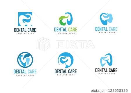 Dental health logo design caring for teeth illustrator template 122058526