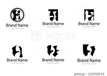 Letter H logo in simple style black alphabet H illustration template collection bundle set Letter H logo in simple style black alphabet H illustration template collection bundle set 122058544