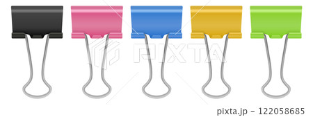 カラフルなダブルクリップのイラストセット カラフルなダブルクリップのイラストセット 122058685