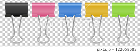 カラフルなダブルクリップのイラストセット カラフルなダブルクリップのイラストセット 122058685