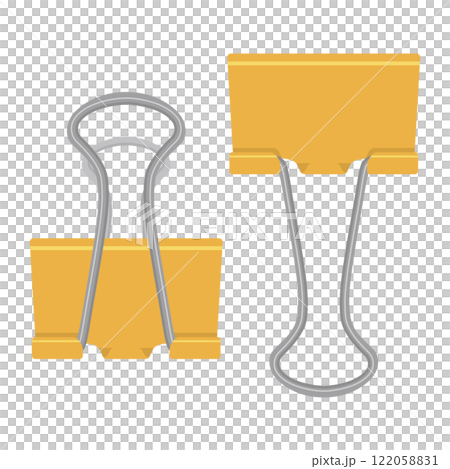 Yellow double paperclip illustration set 122058831