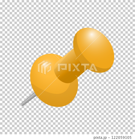 Thumbtack illustration, pin, yellow 122059105